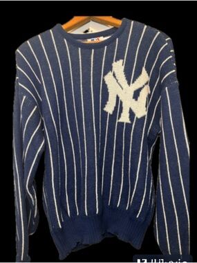 1980’s Vintage Cliff Engle New York Yankees Pinstripe Sweater Sz Medium